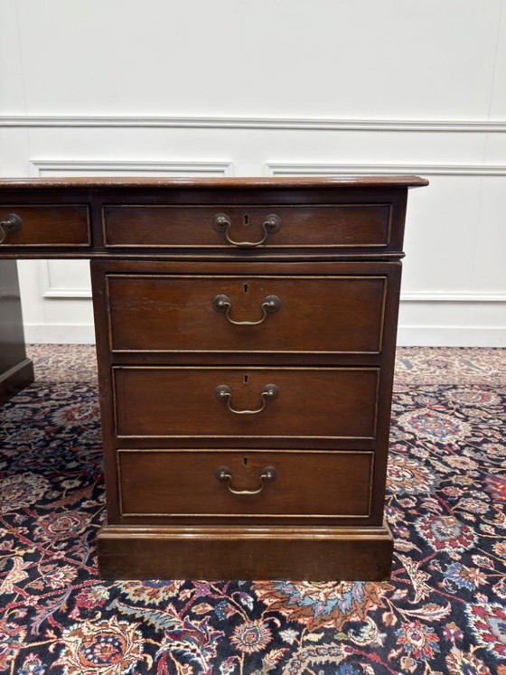 Grande Scrivania Partner Inglese Antica – Scrivanie, Leather, Wood (photo 9 of 22)