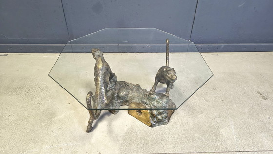 Image 1 of Bronze leopard coffee table, 1970s 