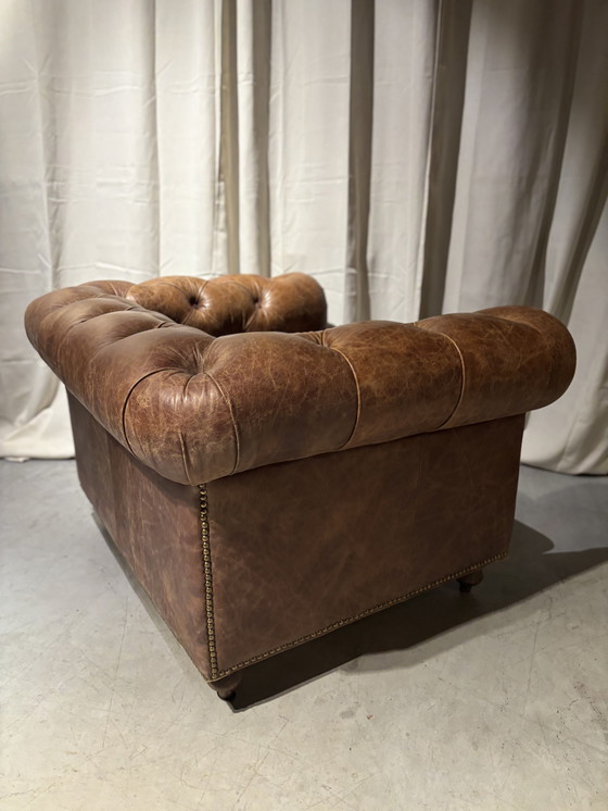 Image 1 of Divano Chesterfield 3 posti + poltrona xxl marrone cognac