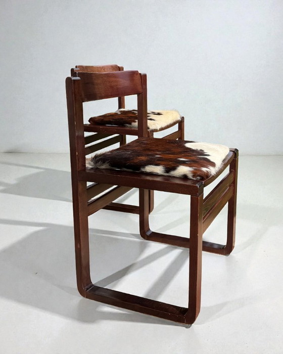 Image 1 of Italienische Esszimmerstühle aus der Mitte des 20. Jahrhunderts mit Bezug aus naturbelassenem Rindsleder (2er-Set)