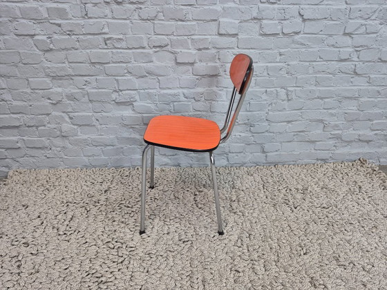 Set di 3 Sedie da Cucina Design Vintage di Brabantia, Formica Arancione Striata, Paesi Bassi, anni '60 (photo 5 of 7)