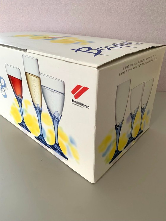 Image 1 of Set di bicchieri da 18 pezzi Bormioli Rocco – Rara collezione vintage di design italiano con confezione originale