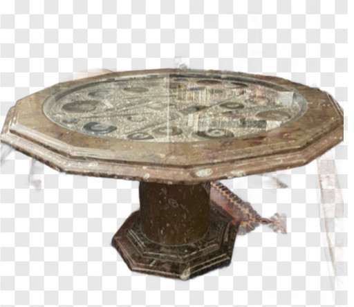 Table From Stone 'Atlas Mountains' With Fossils On Top. 70 Million Years Old.