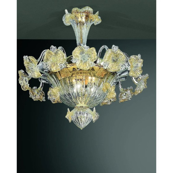 Image 1 of Venetian Floreal Gold Murano Glass Flush Mount
