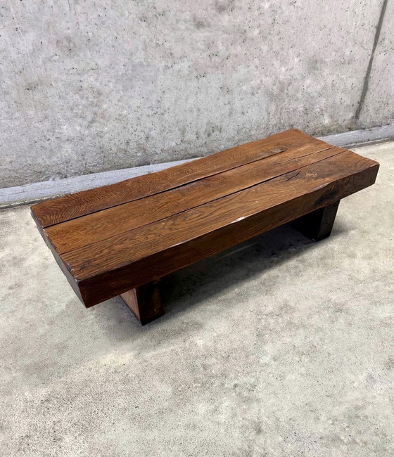Image 1 of Tavolino da caffè brutalista in rovere massello Wabi-Sabi