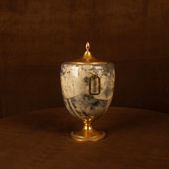 Macabo Grijs Perkament & Messing Thermos Glacette, Cusano Milanino, Italië 1950 – Serveerwagens, Wood, Glass (photo 5 of 17)