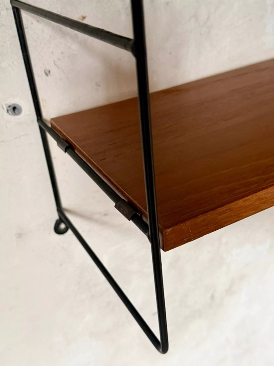 Vintage teakhouten draadwandplank in String-stijl. – Wandrek, Metal (photo 7 of 9)