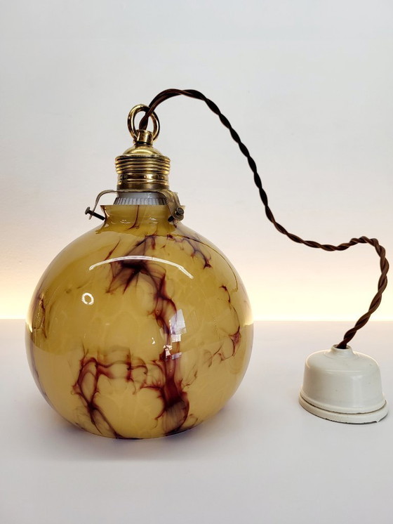 Image 1 of Lampada in vetro opalino Art déco, Verreries de Scailmont, Henri Heemskerk, Belgio