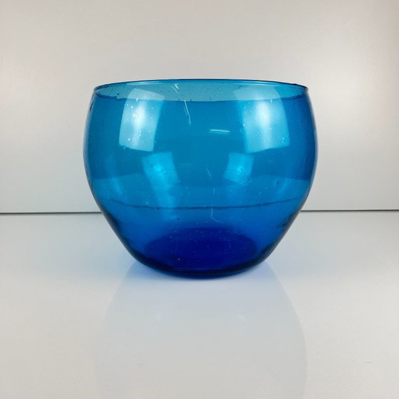 Image 1 of Punschset für 9 Personen, Biot-Stil, kobaltblaues, geblasenes Glas, 1970