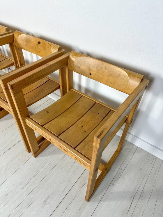 Image 1 of 4x Vintage grenen model 313 Trybo stoelen van Edvin Helseth jaren 60