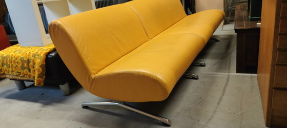 Image 1 of 2 rare yellow leather Rene Holten "Tara" chairs for Artifort, 1980s design vintage