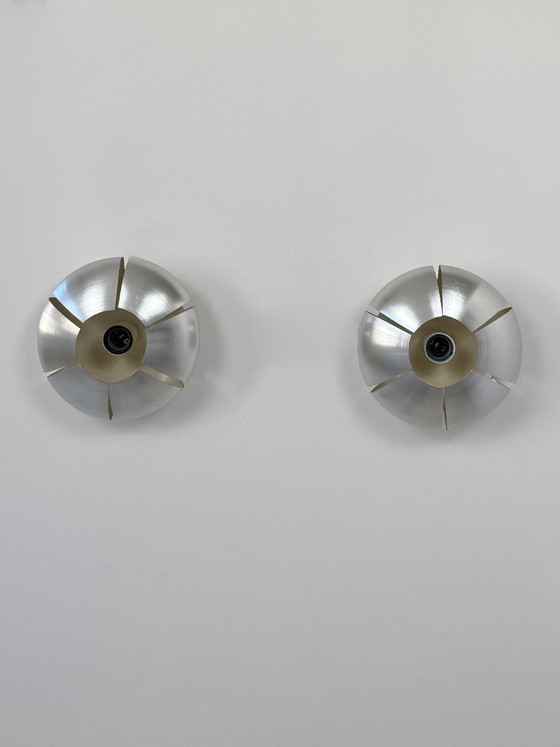 Image 1 of Paire d'appliques vintage, aluminium brossé, France,1970