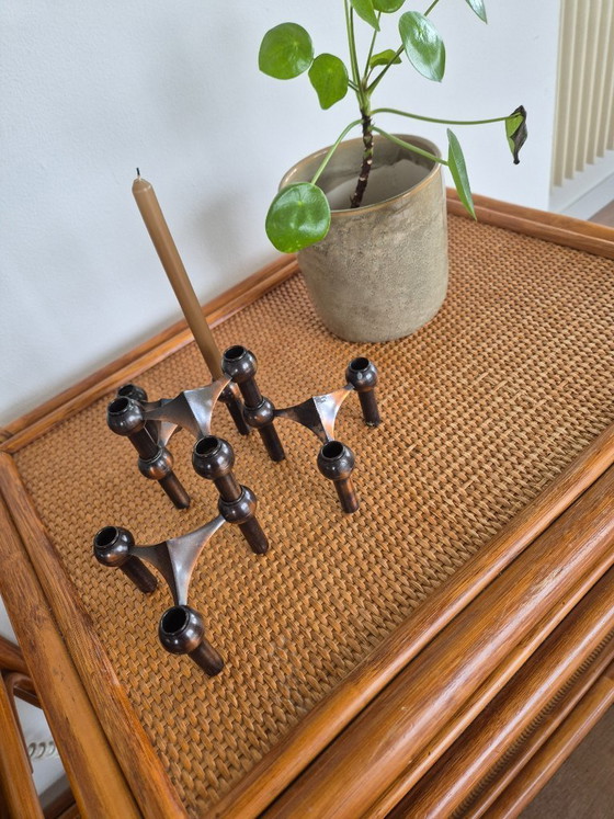 Image 1 of 2 scaffali/tavoli vintage in bambù/rattan