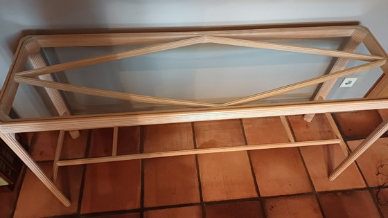 Image 1 of Console - Design in Hout (Lichte Beuk) en glas