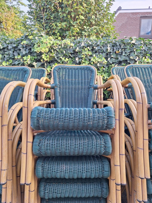 40 Sedie da giardino verdi, rattan, come nuove