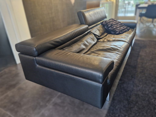 JORI Shiva Black Leather Sofa + Ottoman – Perfect Condition!