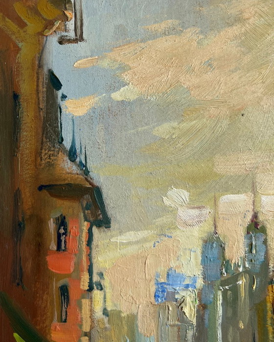 Image 1 of Original Oil Painting City River Landscape Reflection of Venice