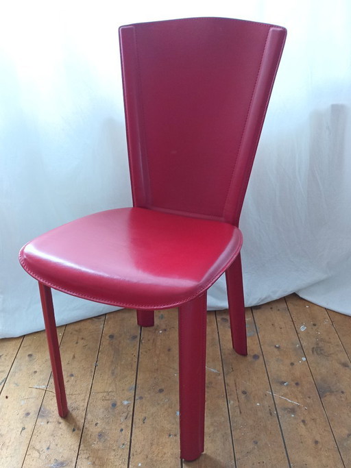 4x Frag Italy Chairs – eetkamerstoelen, Leather, Metal