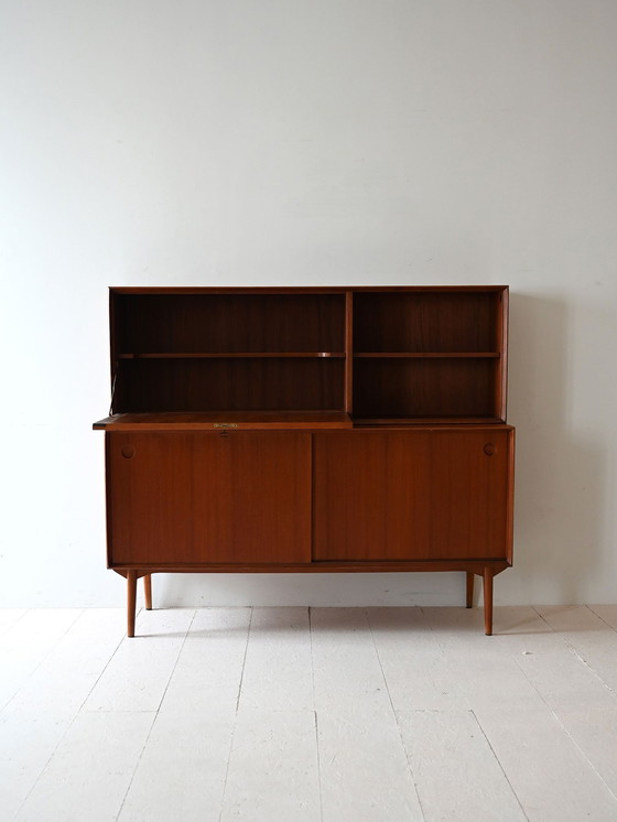 Image 1 of Danish Vintage Sideboard with Drop-Down Door and Sliding Panels
