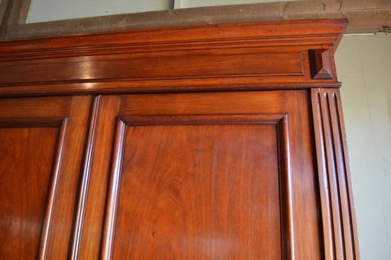 Image 1 of Large antique mahogany wood Louis Philippe cabinet.
