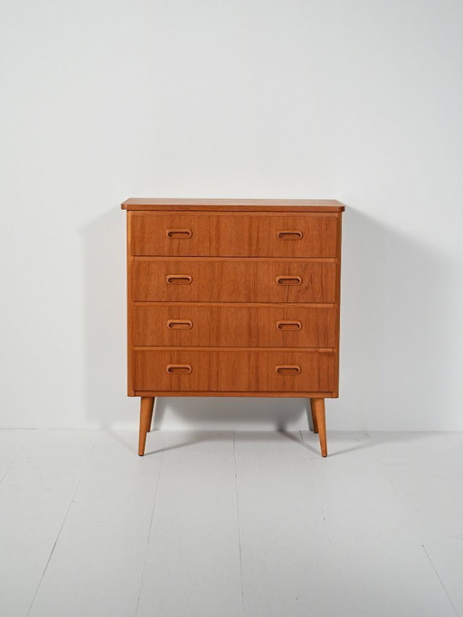 Scandinavian Teak Chest of Drawers, 50s