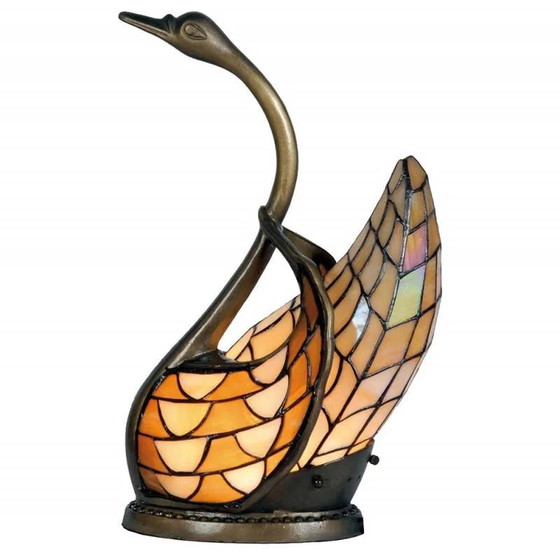 Lampada Tiffany Swan, Lampade da tavolo, Cristallo, Vetro, Arancione (foto 3 di 3)