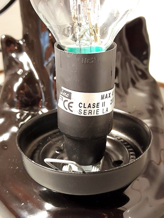 Image 1 of Palm tree lamp in ceramic and opaline glass, 1980