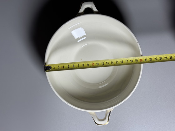 Image 1 of Zuppiera Art Déco vintage con sottopiatto – Boch Frères, Belgio, anni '40