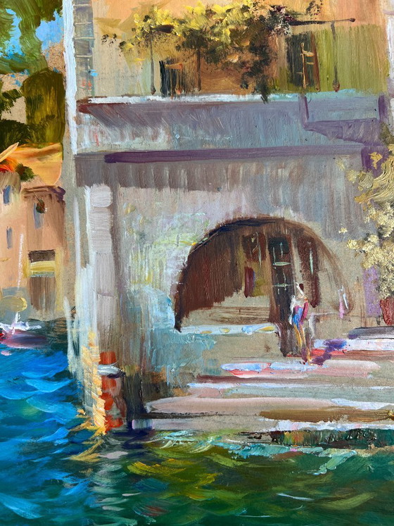 Image 1 of Original Oil Painting Summer City Landscape Coastal comfort