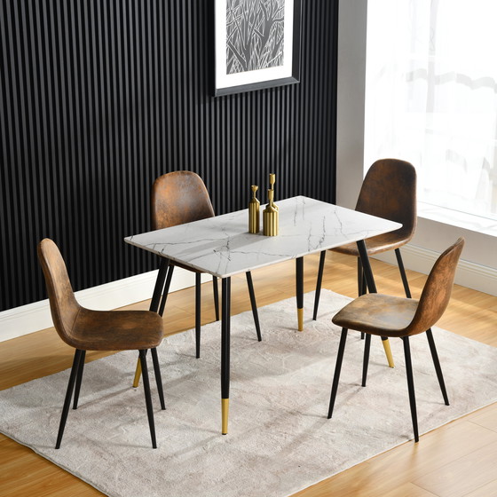 Image 1 of 4x Urban Meuble Chaises de Salle à Manger Scandinaves Vintage Suède Marron Rétro