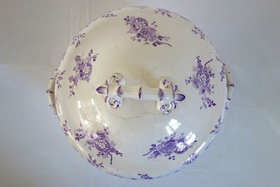 Image 1 of Soupière Longwy Modèle Hanoi Terre de Fer Début XXème