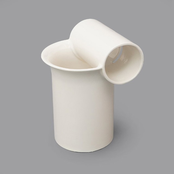 Image 1 of White ceramic vase by Enzo Bioli for Il Picchio, 1970s