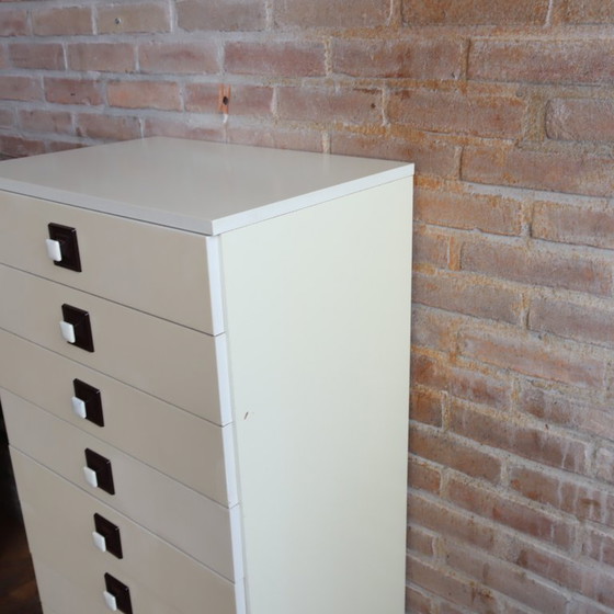 Image 1 of Vintage ladekast post modern space age bruine creme jaren 70