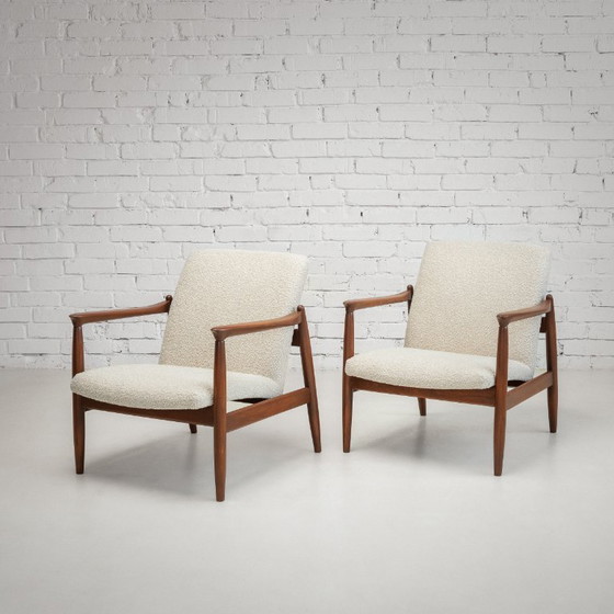 Image 1 of Edmund Homa GFM-64 Mid Century Fauteuils - Gerestaureerd Pools ontwerp uit 1960, Set van 2