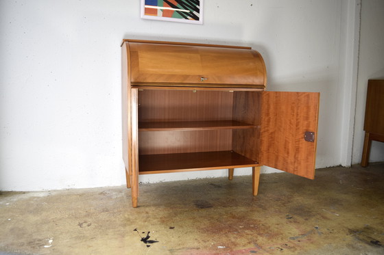 Image 1 of Mid - Century bureau secretary vintage chest of drawers cabinet