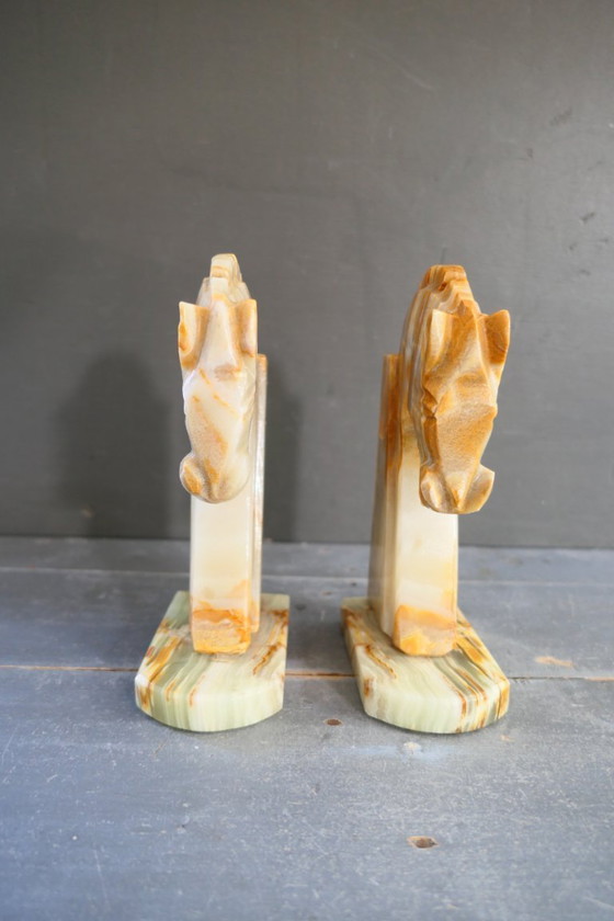 Fermalibri Art Déco in onice/marmo a forma di testa di cavallo – Oggetti decorativi, Marble, Stone (photo 4 of 11)