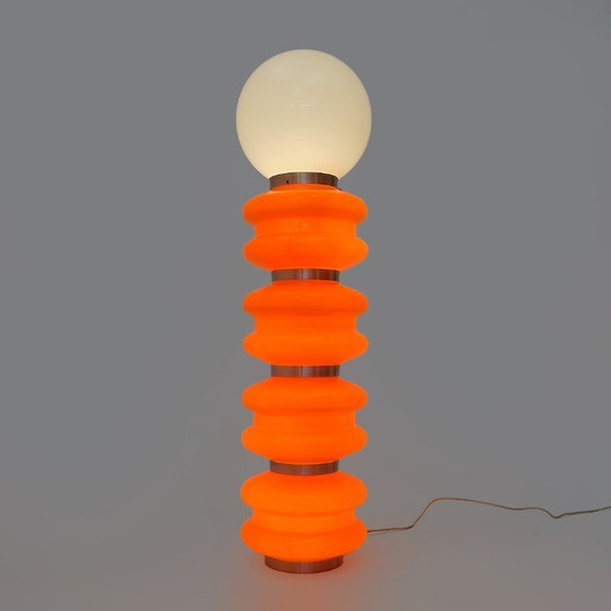 Image 1 of Orange and white glass floor lamp by Stilux, 1970s