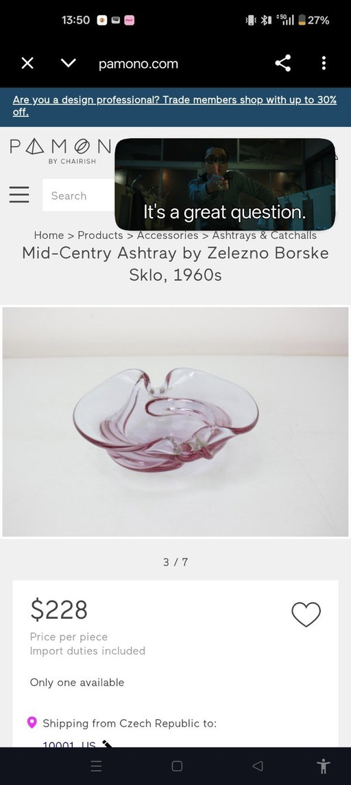 Kunstglas aus der Mitte des Jahrhunderts von Zelezno Borske Sklo – decoratieve objecten