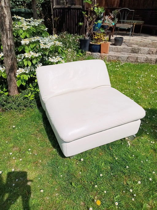 White Leather Hocker From Willi Schillig