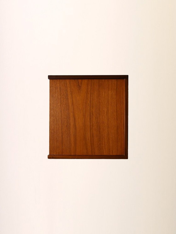 Image 1 of Vintage Scandinavian Teak Nightstand with Geometric Contrast