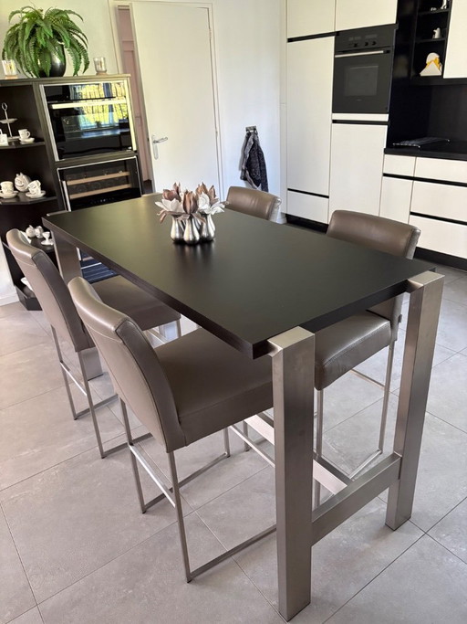 Tavolo da bar e 4 sgabelli Bert Plantagie – eetkamerset, Leather, Metal