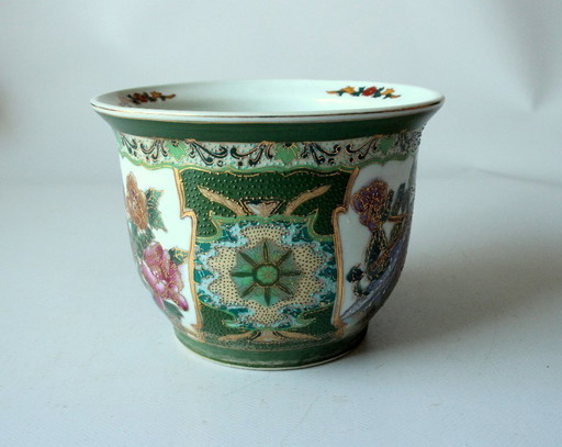 Rare petit pot de fleurs en céramique asiatique - vintage