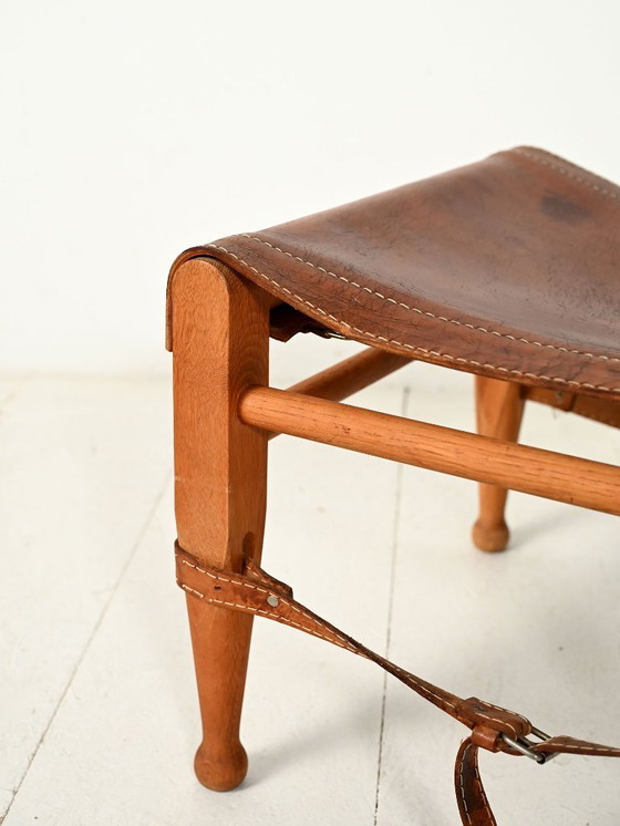 Image 1 of “Safari” Footstool in Oak and Leather