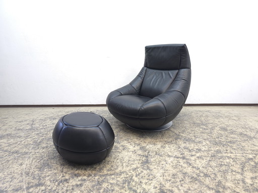 De Sede ds 166 Lederen fauteuil Draaifauteuil Kruk Designfauteuil Lederen fauteuil