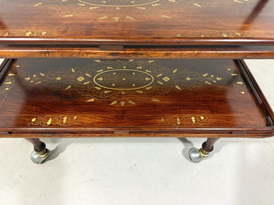 Image 1 of Carrello di servizio italiano in teak con ottone, anni '30-'40