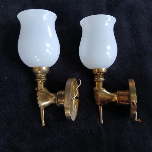 paire d appliques vintage main en bronze