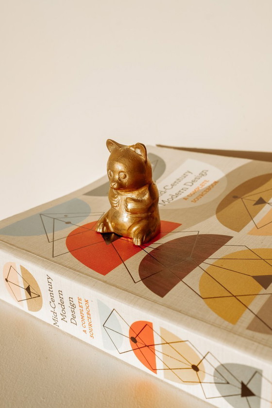 Image 1 of Vintage brass statue of a bear