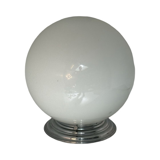 Image 1 of Art déco - Attr. To Gispen - Lampada da soffitto con vetro opalino e supporto in metallo - XXL