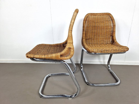 Image 1 of Juego de dos sillas Rohé Noordwolde | Ratán y cromo