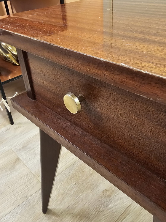 Image 1 of Small Cabinet Teak Veneer Nightstand With Drawer Cabinet Small Cabinet